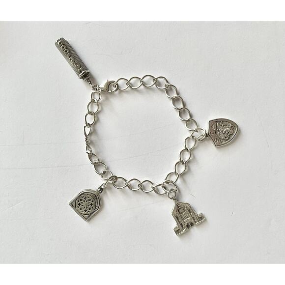 1960s 925 Sterling St. Thomas Aquinas Catholic School Dallas TX 4-Charm Bracelet - Picture 2 of 12